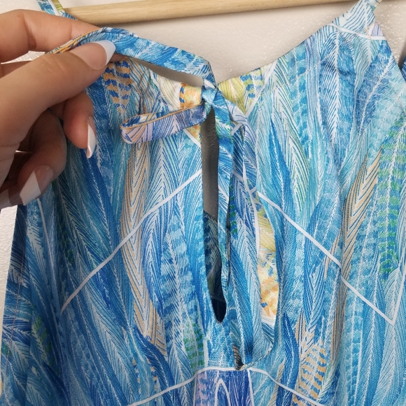 PINEDA COVALIN 100% Silk Spaghetti Strap Dress Flowy Lightweight Graphic Pattern - Picture 9 of 13